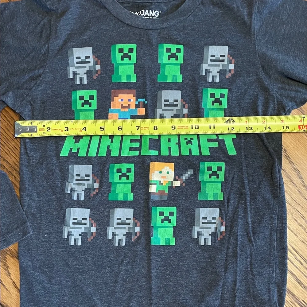 Minecraft graphic Kids Long Sleeve Shirt - Dark Gray size medium